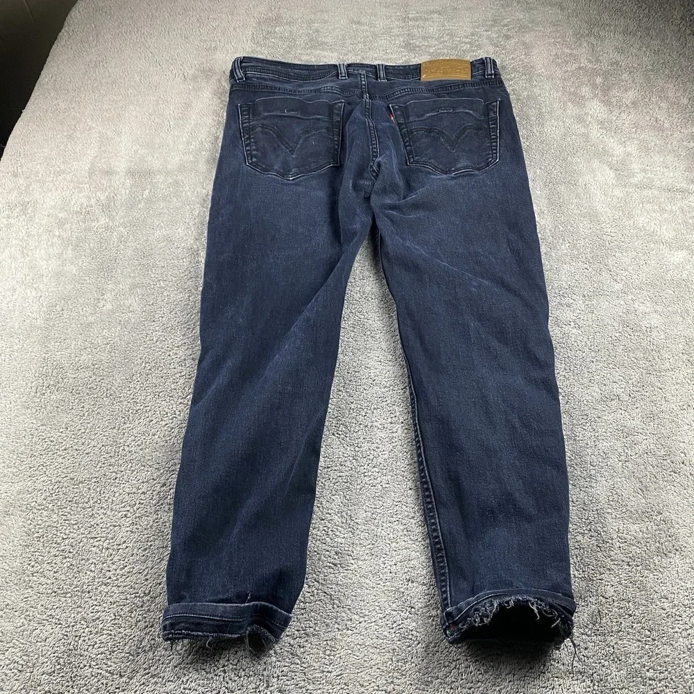 Levis Straight Leg Jeans Womens‎ W36x26 Navy Blu Dark Wash Mid Rise Cuffed